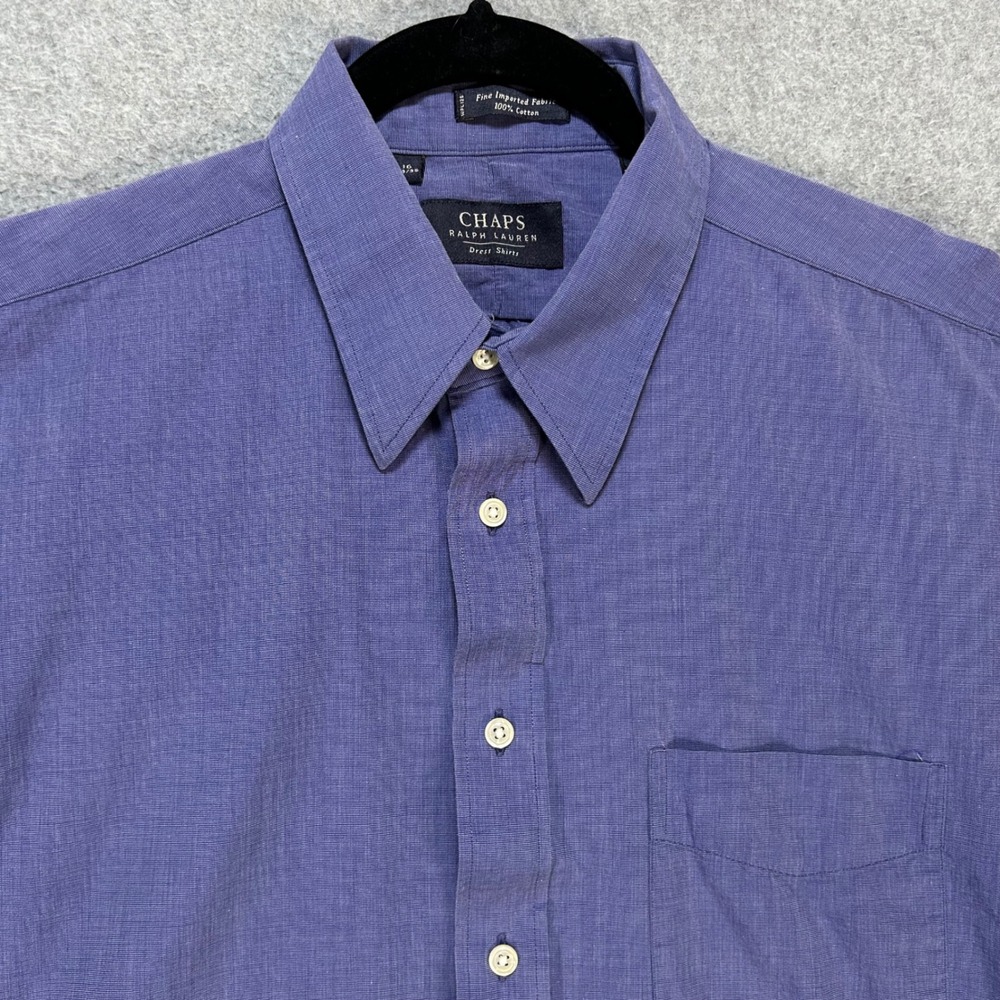 Chaps Dress Shirt Ralph Lauren Mens 16 34/35 Blue Business Classic Vintage